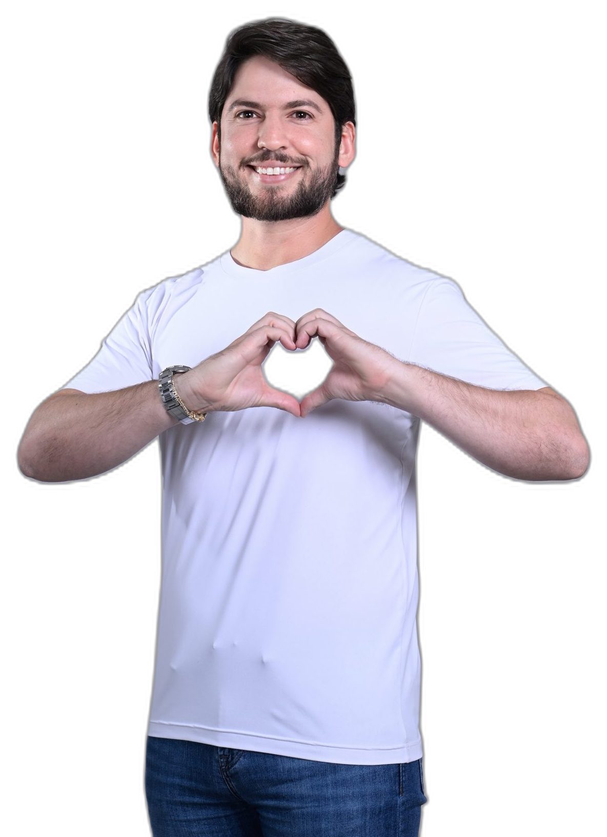 Jorginho Araujo fazendo coração com as mãos